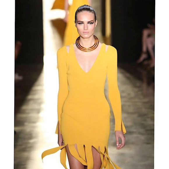 CUSHNIE ET OCHS Marigold Fringe Dress